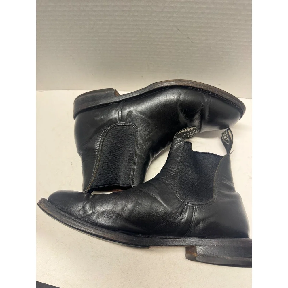 Booteroo Australian Made Black Leather Chelsea Boots Square Toe Pull On Mens
